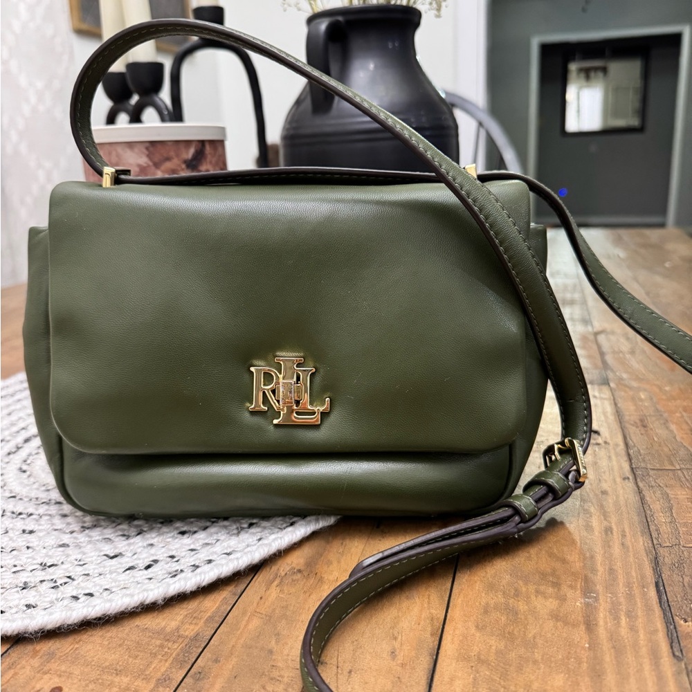 Ralph Lauren Sophee transition green leather bag.